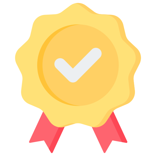 Guaranteed seal with check mark icon